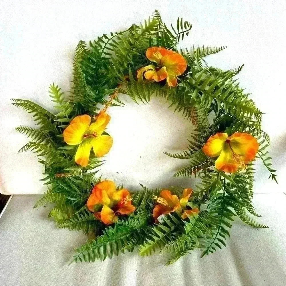 IKEA HÖSTKVÄLL Artificial wreath, indoor/outdoor/fern green, 17 ¾ " tropical